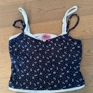 EDIKTED blue flower layered tank top